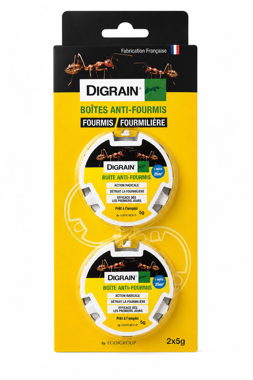 Digrain Boîtes Anti-Fourmis (2 x 5 g) - Prêt à l'Emploi - Fabriqué en France