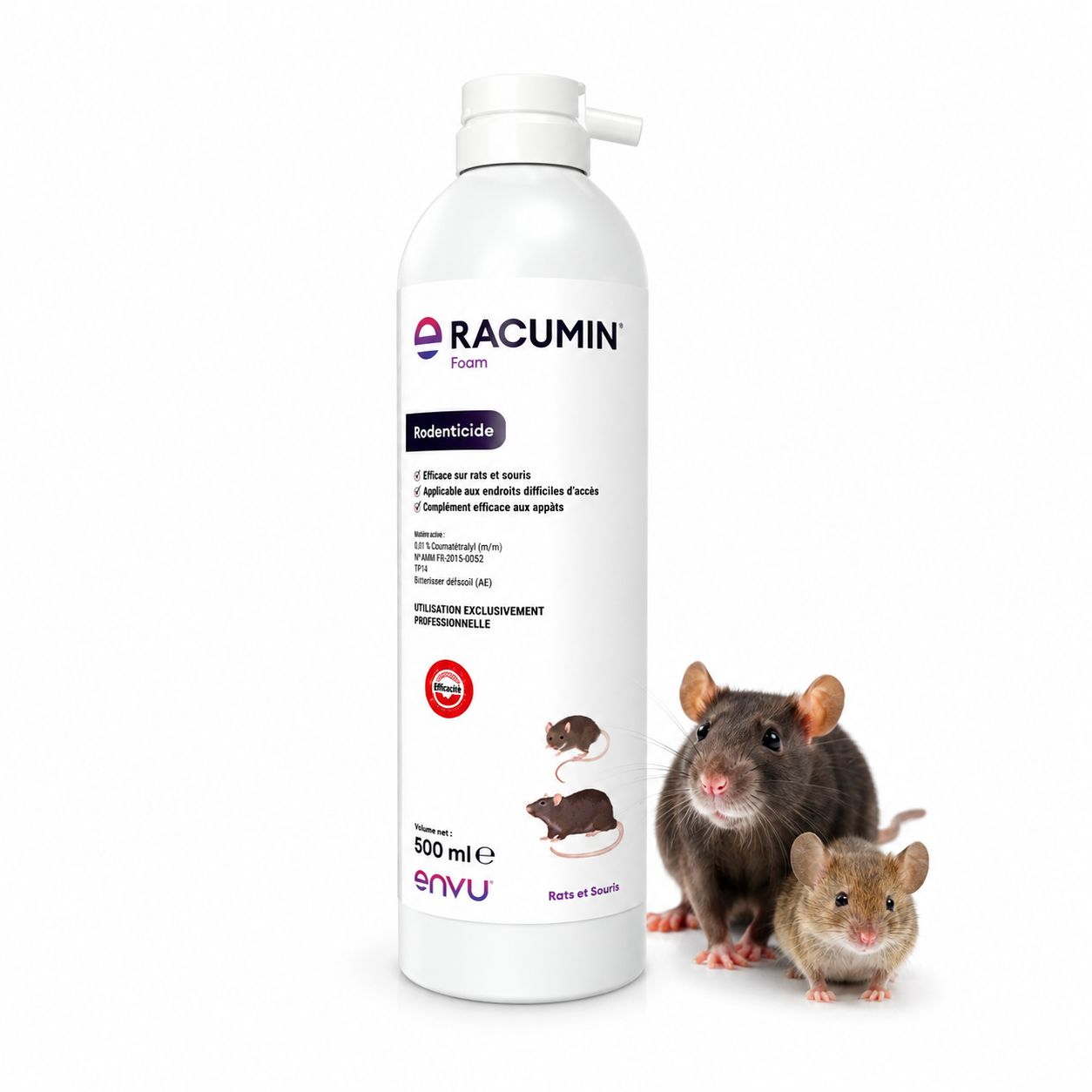 Racumin Foam 500 ml — Mousse Rodenticide Coumatétralyl (Envu, Usage Professionnel)