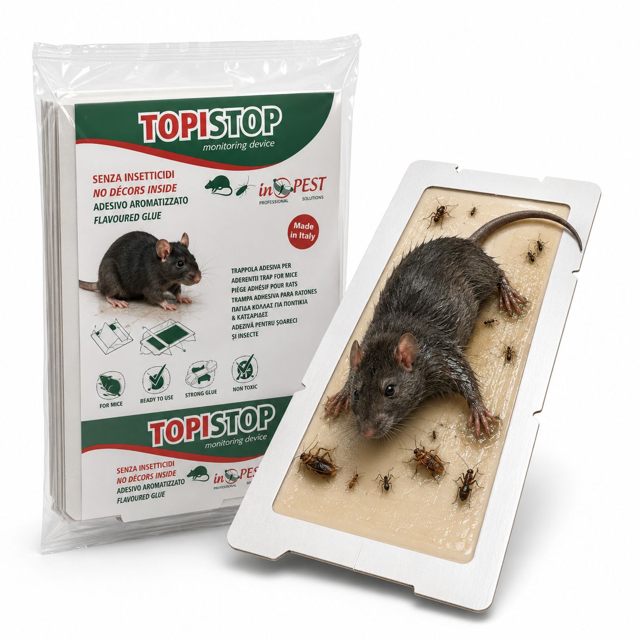 Plaque de Glu Souris & Insectes TopiStop — Lot de 10 (Glu Aromatisée, Sans Insecticide)